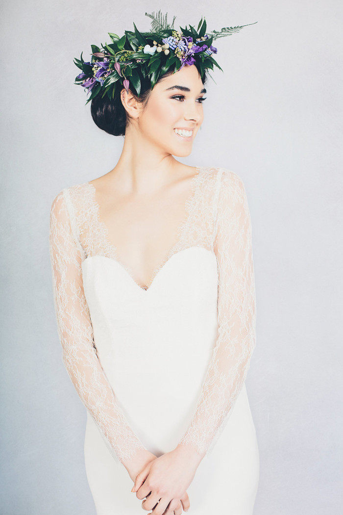Lace long sleeve wedding dress by Elizabeth Stuart - 'Mabel' | Photography by Jessica Withey