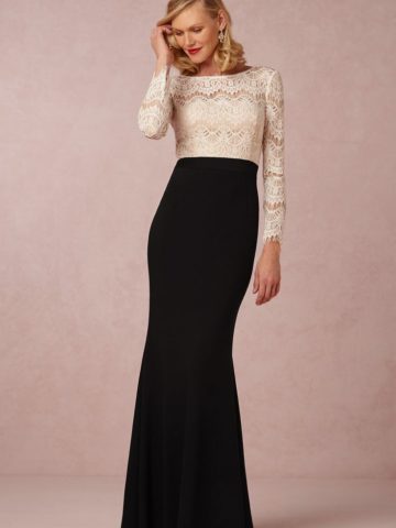 elegant black and white gown