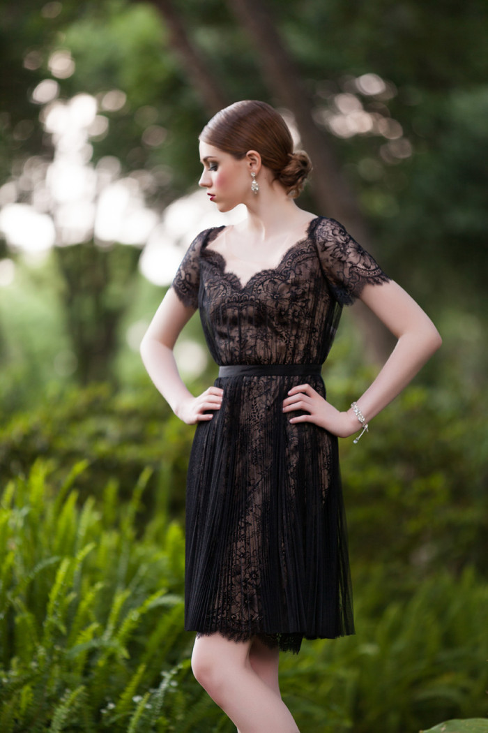 Black lace dress from Solutions Bridal Designer House | Photographed by Betsy Hansen of Hundreds of Moments Photography | See more: https://www.dressforthewedding.com/